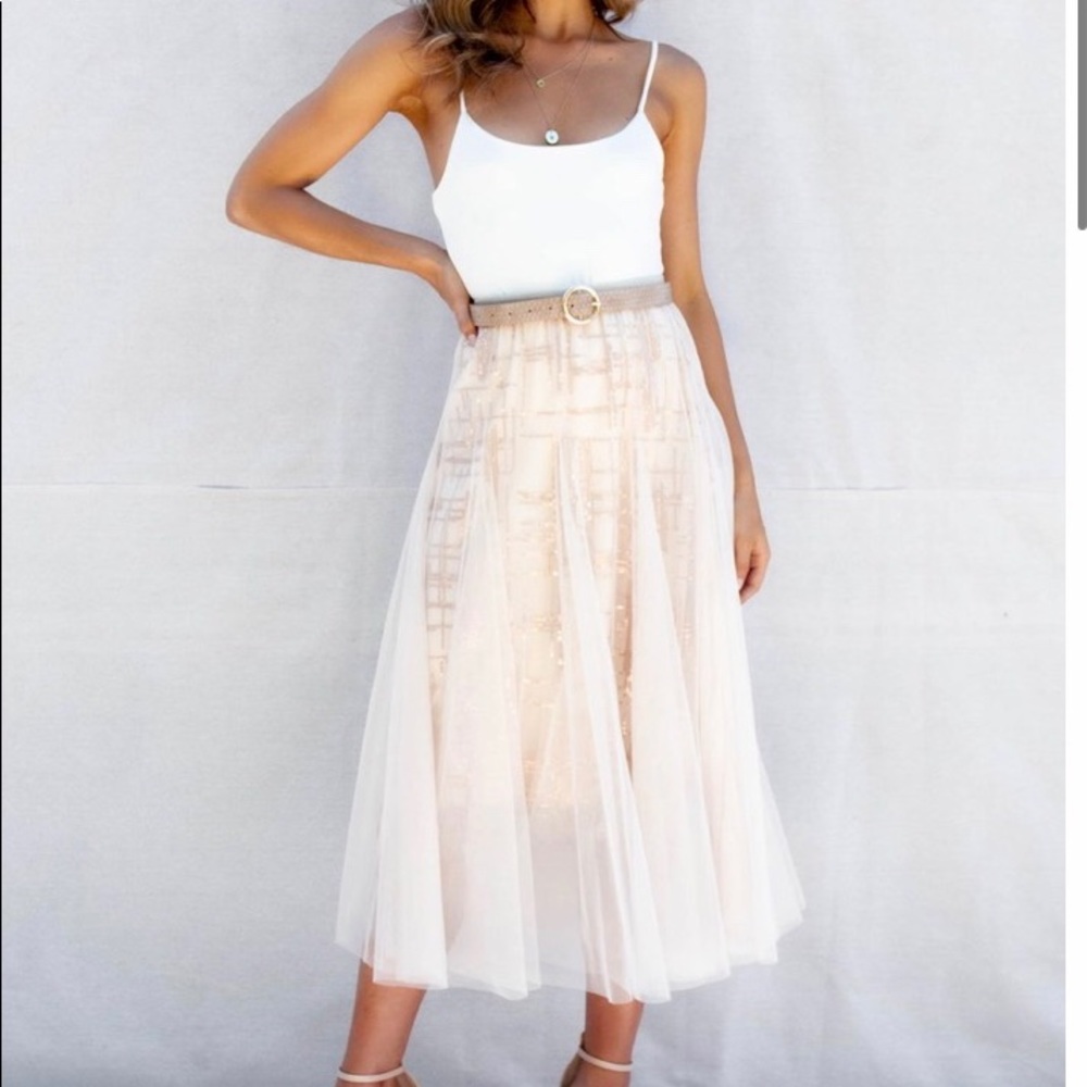 Nude/light blush pink Midi Skirt